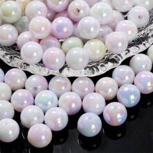 10/20/30/50/100/200 件 6/8/10/12/14/16 毫米美人鱼色闪亮亚克力隔珠散珠仿珍珠圆珠适用于珠宝制作项链手链耳环 DIY 手机链工艺品 - 彩色 - 查看 11