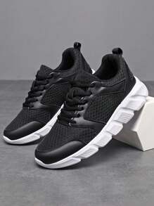 Hàng mới đến Nam Đen Giày thể thao Lưới thoáng khí Giải trí Giày đi bộ - màu đen - Xem 2