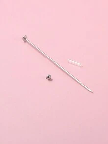 3pcs/Set Stainless Steel Lip Stud Earrings And Sterile Ear Piercing Pins And Jewelry Donning Aids, For Women And Men Ear Piercing Accessories Tool Set - Silver - View 6