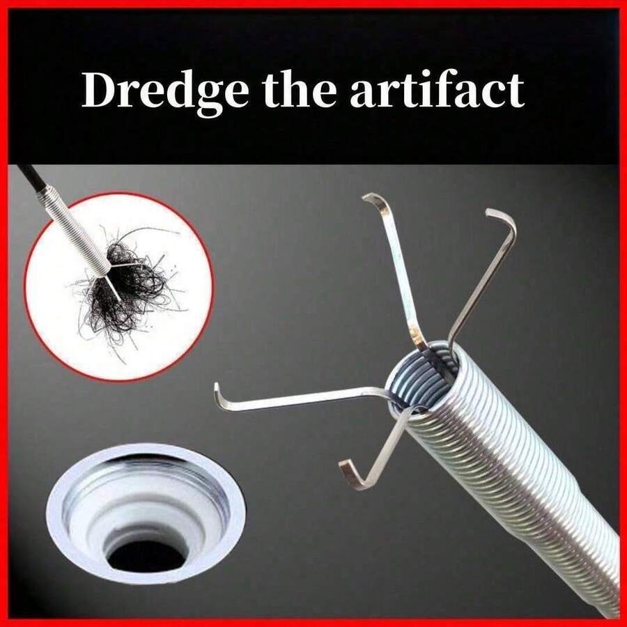 3 Types Home Drain Cleaner Set For Unblock The Drain, Including Toilet Clog Remover And Hair Catcher Tool - Black - View 1