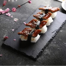 1 pieza Plato de pizarra natural, de formas variadas para sushi, carne, platillo occidental de color negro y estilo creativo, plato para parrilla japonesa apto para la cocina japonesa - Diferente peso debido al producto natural, cocina, regalo de Navidad