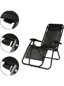 Set De 2 Camastros Silla Plegable Portátil Mas Porta Bebidas - Negro - Ver 5