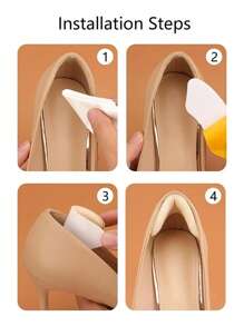 鞋子後跟墊,黏性鞋跟夾,調整鞋碼,提高舒適度 - 膚色 - 查看 5