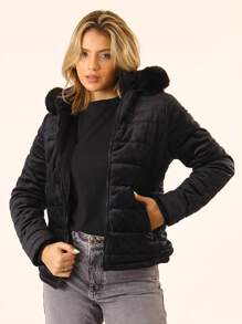 Women Winter Coats - Black - View 3