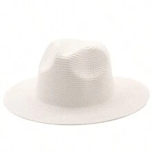 1pc Unisex Panama Straw Hat With Wide Brim, Foldable, Jazz Style, Beach Sun Hat For Summer Boho - Lanyard - View 6