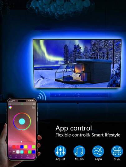 3ft, 6ft, 9ft, 16ft, 32ft, 50ft LED Strip Lights, Tape Light Controlled Via App, Color Changing RGB Light For Home, Bedroom, Hallway, Christmas Party, Birthday, Holiday Decor, USB Powered Backlight For TV, Night Light