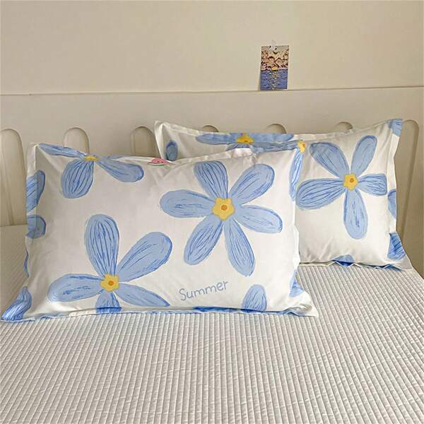 2pcs Skin-Friendly Printed Pillowcase Set, Universal For Four Seasons (Without Filling)