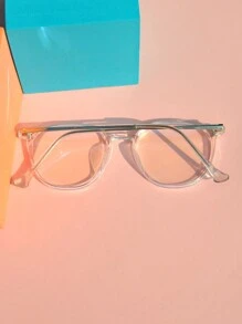 1pc Unisex Clear Lens Glasses Frame, TR90 Lightweight Retro Glasses For Men & Women