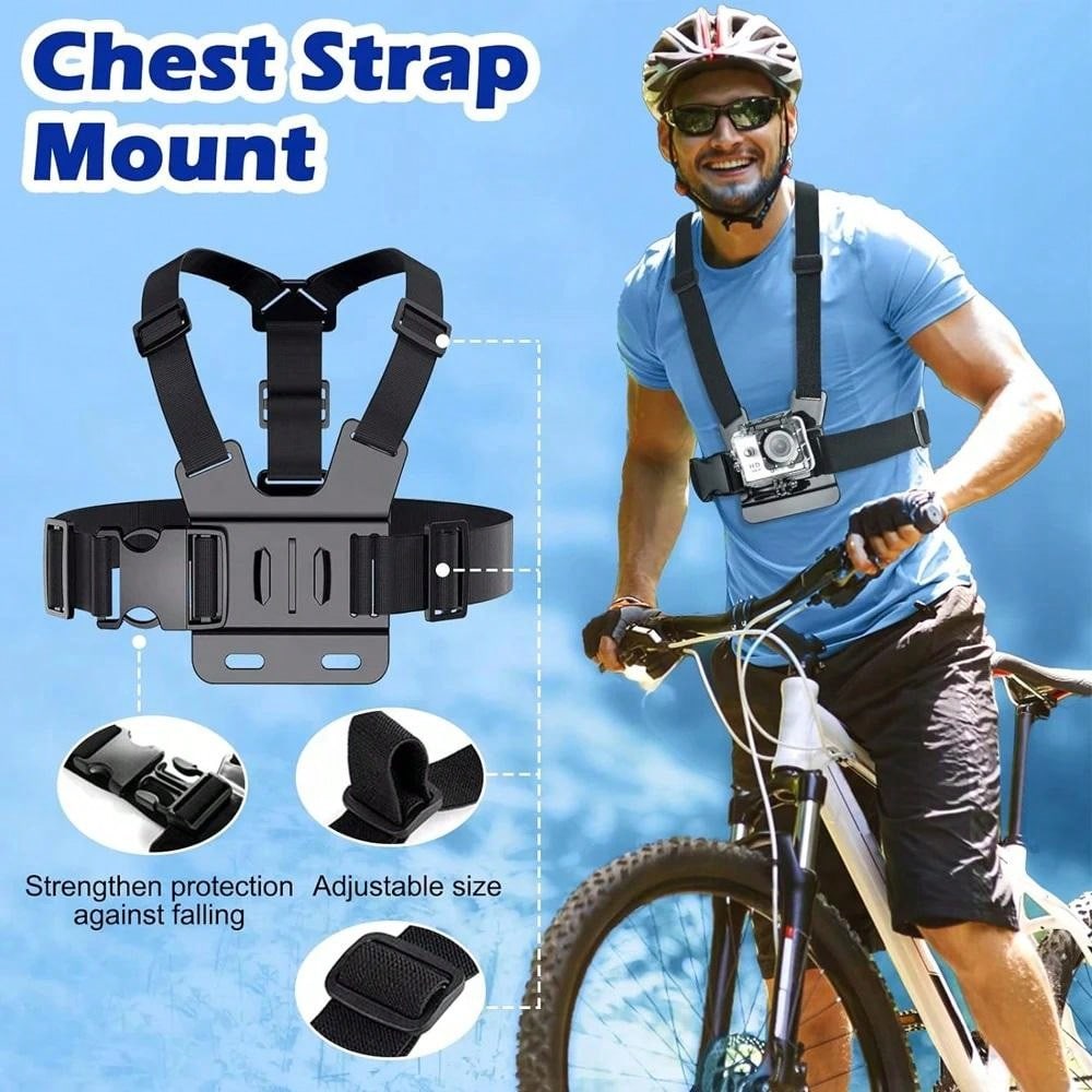 Head Strap Chest Belt Mount Adjustable For GoPro Hero 12 11 10 9 8 7 5 AKASO SJCAM Insta360 Yi