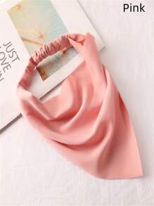 新款純色頭髮絲巾彈性頭帶,時尚馬卡龍色三角頭巾適用於女性/女孩,春夏必備