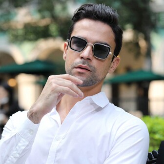 1 件装新款时尚眼镜男士复古粗边金属方形框架潮流时尚眼镜沙滩配饰眼镜遮阳镜