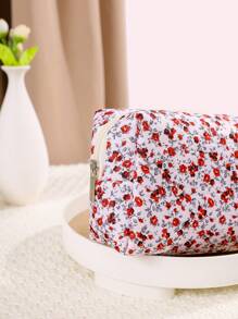 1Pc Octagonal Floral Makeup Bag, Large Capacity Square Portable Handheld Makeup Bag, Foldable Travel Cosmetic Bag, Popular Floral Makeup Bag, Cosmetic Tool Organizer Gift For Women & Girl Makeup Travel Toiletry Organizer Essentials Gifts Storage Zipper Accessories Nail