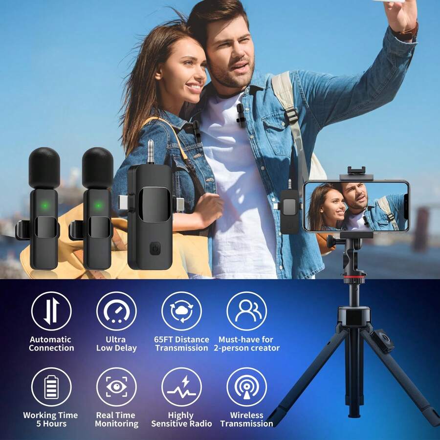 3 In 1 Wireless Lavalier Lapel Microphone Compatible With IPhone