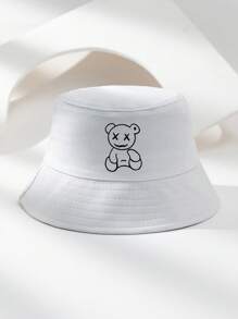 1pc Unisex Outdoor Leisure Bucket Hat Casual - White - View 1