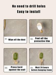 4pcs Nhiều màu Đá quý Hình dạng Keo dán Móc treo tường , Khoan Cần thiết , Thích hợp Đối với Cửa , Phòng bếp , Phòng tắm Và Đa chức năng Tường - Nhiều màu - Xem 5