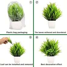 4pcs Small Green Fake Plants In White Planters, Artificial Plants For Home Decor Indoor, Plastic Eucalyptus Plants For Office Desk Bathroom Bedroom Greenery Decoration Mini Fake Plants In Pots Wheat Grass Potted Faux Plants Indoor For Office Desk, Valentine Day, Gift Gifts Birthday Graduation,Garden Decor,Outdoor Plant,Gardening,Fake Flowers