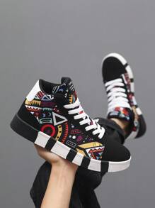 Nam Cao-top Giày trượt ván Với Họa tiết Hình học In , Mặt trước Buộc Thiết kế , Chống trượt , Thích hợp Đối với Giải trí & Các hoạt động ngoài trời - Màu vàng - Xem 3