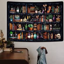 1pc Bookshelf Tapestry Magical Book Tapestryes Goth Skull Tapestry Vintage Botanical Tapestry Black Cat Wall Tapestry Hanging For Bedroom Home Decor, Flag For Room, Room Decor, Tapestry, Wall Decor, Wall Art ,Room Stuffs, Flags For Room, Tapestri