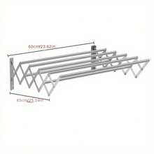 1 stuk Opvouwbaar Telescoop Handdoek stang , Intrekbaar Hengel Muur Droogrek , Roestvrij Staal Douche Handdoekenrek Voor Badkamer , Aan de muur bevestigd Handdoeken houder , Handdoek Kledinghanger Voor Binnen Balkon , Badkamer Accessoires - Zilver - Bekijken 2