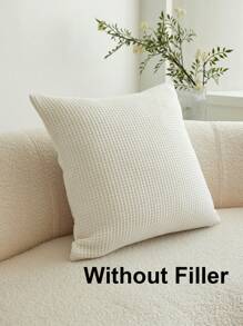 1個白色編織棋盤純色枕套,適合室內裝飾,全季節枕套 - 白色 - 查看 4