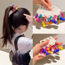 5入組「糖果色圓球」髮帶，彈性髮圈適合日常使用，可愛又時尚