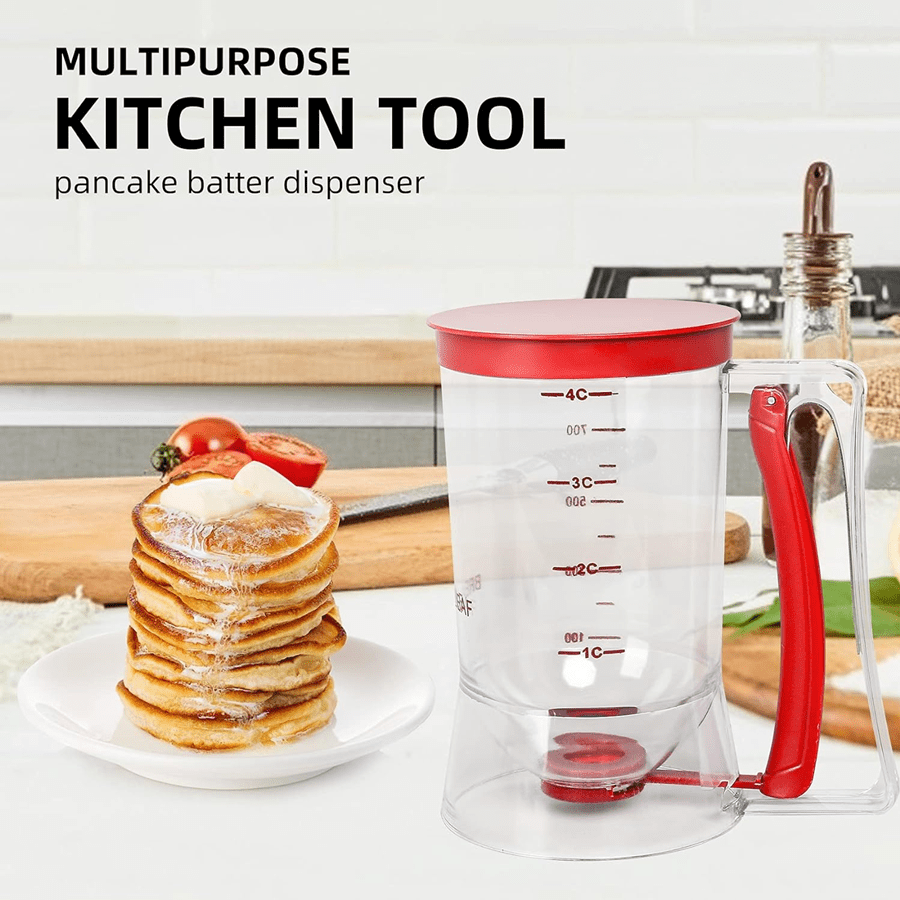 Pancake Batter Dispenser - Wide Opening Controllable Pourer For Cupcakes, Waffles, Muffins, Crepes (PP Material, 380g)