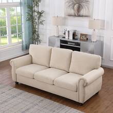 84.7'' Upholstered Sofa - Beige - View 3