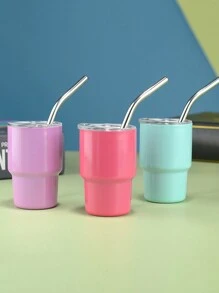 1 件/2 件/6 件不锈钢双层升华迷你不倒翁咖啡杯带盖和吸管水杯双层真空隔热杯适用于酒吧、俱乐部、餐厅、家庭、派对用品返校 - 白色 - 查看 5