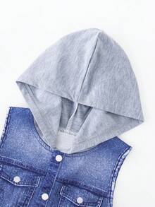 Baby Jungen Jeansmuster ärmelloser Kapuzen-Weste, Urlaubskleidung