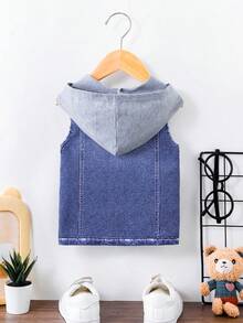 Baby Jungen Jeansmuster ärmelloser Kapuzen-Weste, Urlaubskleidung