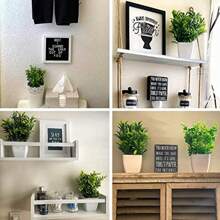 4pcs Small Green Fake Plants In White Planters, Artificial Plants For Home Decor Indoor, Plastic Eucalyptus Plants For Office Desk Bathroom Bedroom Greenery Decoration Mini Fake Plants In Pots Wheat Grass Potted Faux Plants Indoor For Office Desk, Valentine Day, Gift Gifts Birthday Graduation,Garden Decor,Outdoor Plant,Gardening,Fake Flowers