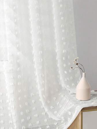 1入嬉皮風格白色帶流蘇薄紗窗簾-掛袋式,輕遮光,抗uv,100%滌綸纖維,適用於臥室、辦公室、廚房、客廳和書房的窗戶裝飾,四季均適用