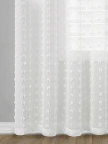 1pc Bohemian Style White Sheer Curtain With Pom Poms - Rod Pocket, Light Filtering, Uv Resistant, 100% Polyester Fiber, Suitable For Window Decoration In Bedroom, Office, Kitchen, Living Room And Study, Four Seasons Applicable - White - View 4