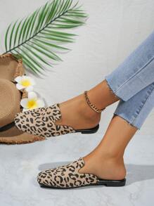 女士尖頭平底豹紋時尚鞋，閉趾舒適涼鞋 - 灰色 - 查看 5