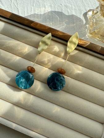 珠子裝飾圓形耳墜