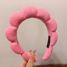 1pc Women's Simple Cloud Bun Roller Sponge High Headband For Washing Face Cute,Dopamine - Multicolor - View 10