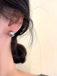 1對優雅立方氧化鋯和珍珠耳針，時尚且適合日常佩戴 - 精緻耳釘 - 查看 8