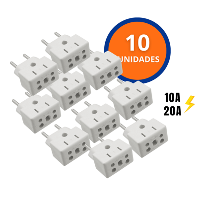 Kit 10 Adaptador de Tomada Benjamin BOB Esponja Universal 10A e 20A