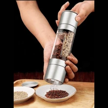 2 In 1 Stainless Steel Spice Mill With Multifunctional Glass Separation Variety Of Spices LEODY - Silver - View 1