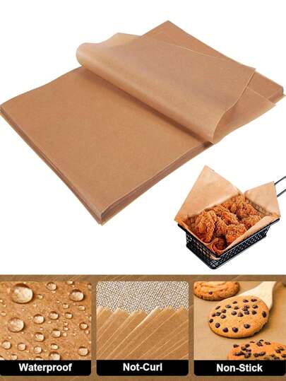 50/100pcs Unbleached Parchment Paper Baking Sheets,Non-Stick Precut Baking Parchment,For Baking, Cooking, Grilling, Frying And Steaming , Air Fryer And Steaming Fit For Most Sheet Pans