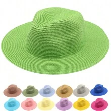 1pc Unisex Panama Straw Hat With Wide Brim, Foldable, Jazz Style, Beach Sun Hat For Summer Boho - Lanyard - View 3