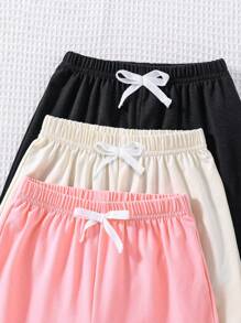 年輕女孩字母印花短袖T恤和短褲套裝 - 夏季3件套