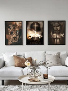 3 Pcs Bathroom Decor, Canvas Wall Art Pictures Religion, Redemption And God, Cross Art, Bible, Improve Your Quality Of Life, The Art Of Religion, Redemption And God, Cross Art, Bible Oil Painting, Religion, Redemption And God, Frameless, You Can Prepare A Frame In Or Larger To Match Your Wall Painting; Assemble And Install By Yourself, Fully Enjoy The Fun Of DIY., Poster Gifts Birthday Graduation