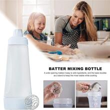 1pc Pancake Batter Dispenser Bottle With Whisk Ball And Steel Wire Blender, Ideal For Baking Pancake, Cupcake, Muffin, Crepe, Etc., White