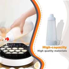 1pc Pancake Batter Dispenser Bottle With Whisk Ball And Steel Wire Blender, Ideal For Baking Pancake, Cupcake, Muffin, Crepe, Etc., White