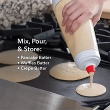 1pc Pancake Batter Dispenser Bottle With Whisk Ball And Steel Wire Blender, Ideal For Baking Pancake, Cupcake, Muffin, Crepe, Etc., White