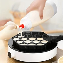 1pc Pancake Batter Dispenser Bottle With Whisk Ball And Steel Wire Blender, Ideal For Baking Pancake, Cupcake, Muffin, Crepe, Etc., White