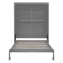 Full Size Wood Murphy Platform Bed Mattress Foundation With Shelves, Bed Frame Storage Bed W/ Wooden Slats For Boy Girl, No Box Spring Needed, Easy Assembly(White)