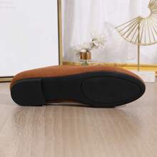 四季通用軟皮圓頭漆皮輕便萬用平底鞋 - 棕色 - 查看 6