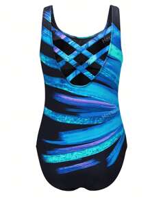 Women's Sexy Criss Cross Back One Piece Swimsuits Athletic Bathing Suits Summer Beachwear Pool Party Vacation Swimwear